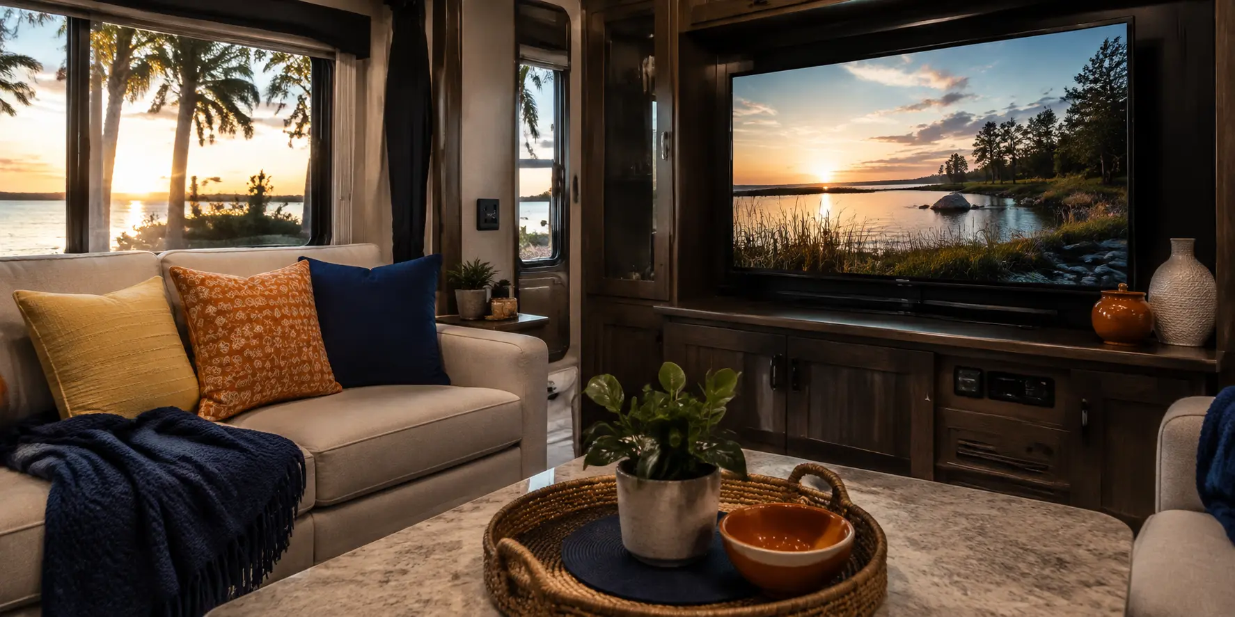 Cozy campground accommodation with cable television
