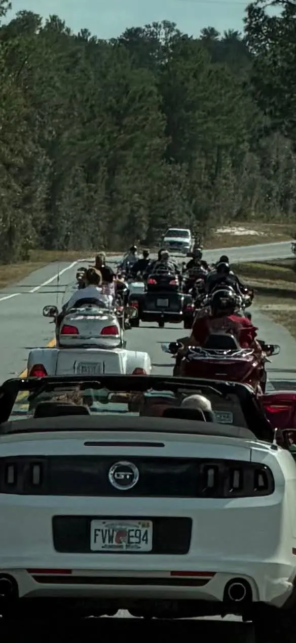 Riders traveling together during Daytona Bike Week